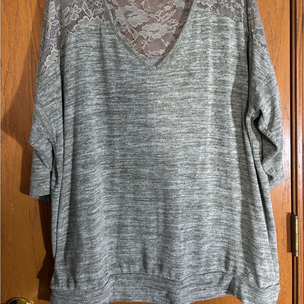 Elegant Gray Lace Women's Blouse
